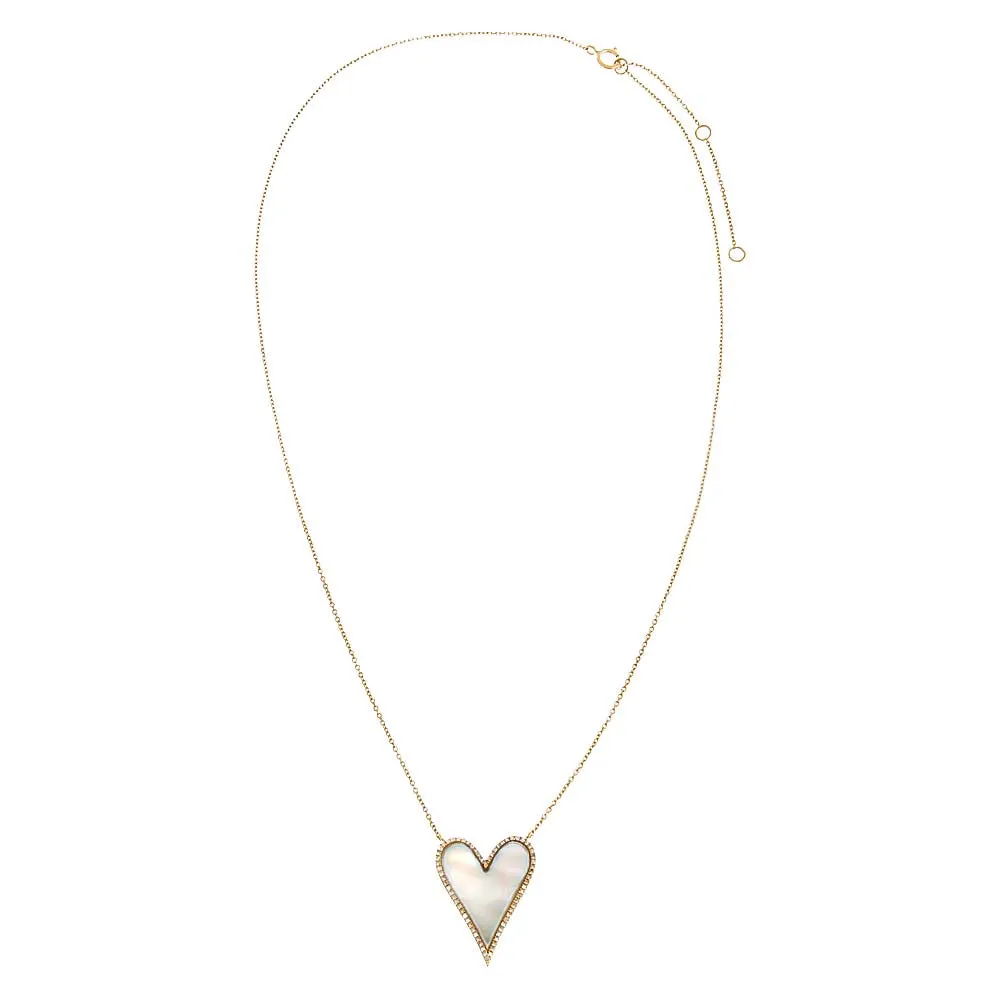 Large Diamond Pave Outlined Colored Stone Heart Necklace 14K sold by Adina Eden's product image thumbnail 2