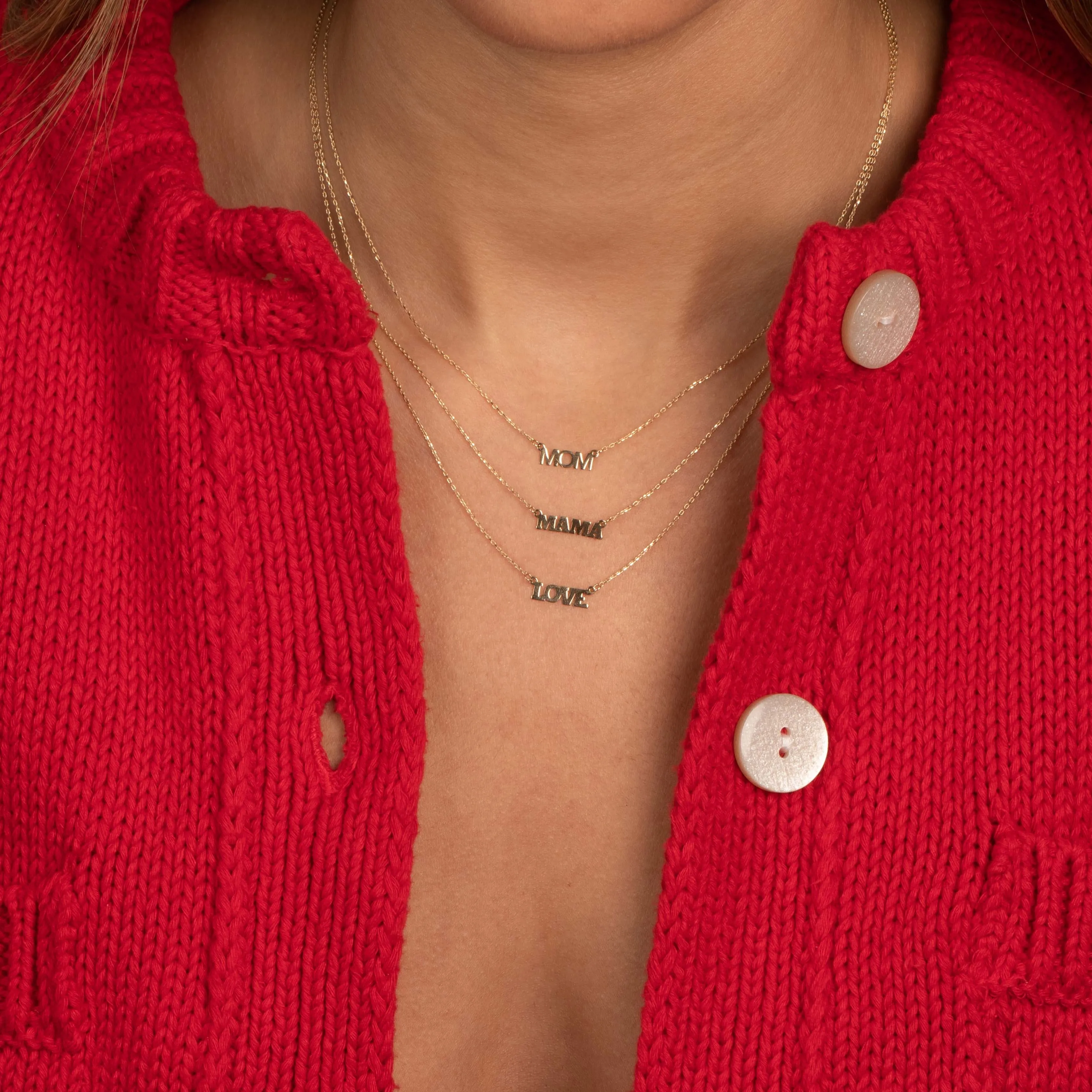 Solid Mom Nameplate Necklace 14K sold by Adina Eden's product image thumbnail 2