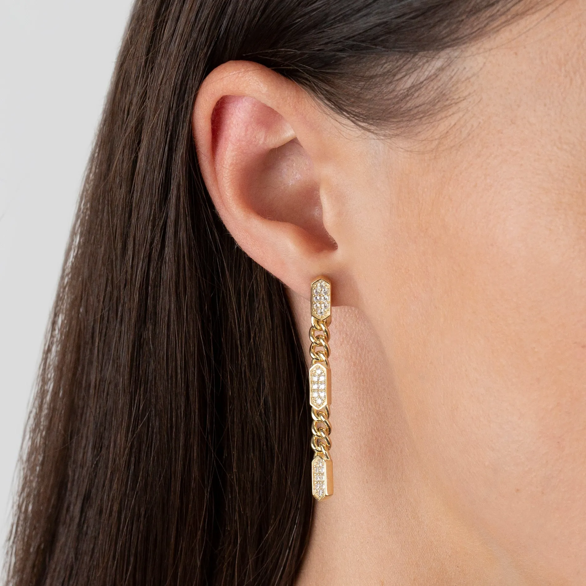 Pavé Bars Drop Stud Earring sold by Adina Eden's product image thumbnail 2