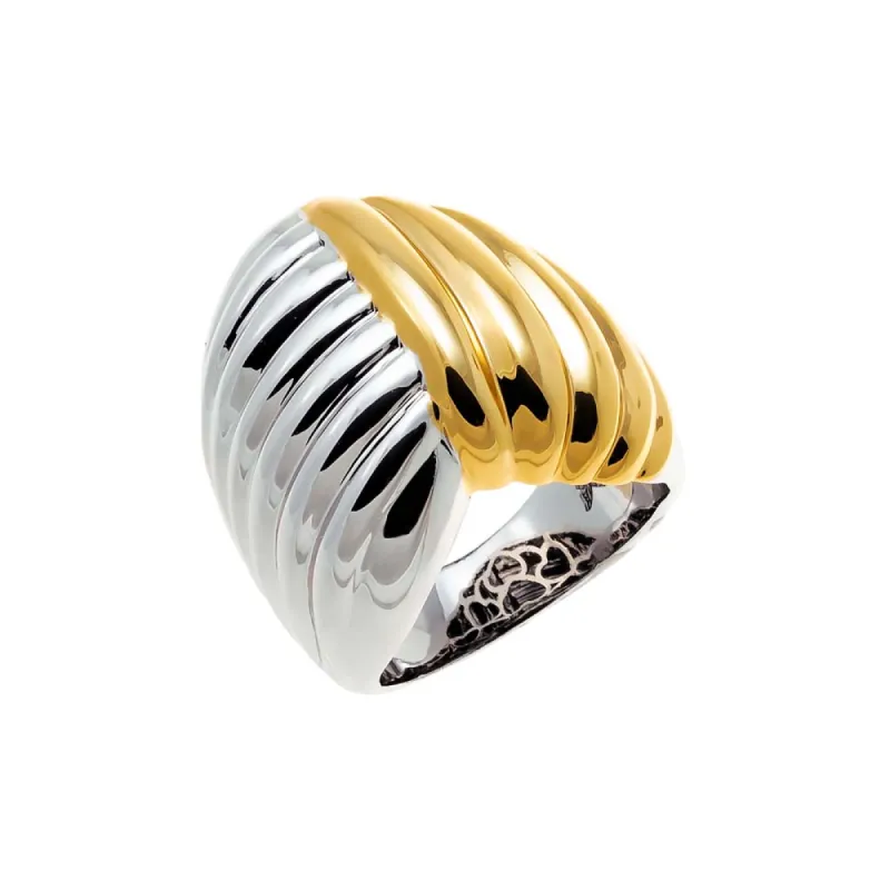 Two Tone Fancy Ridged Ring sold by Adina Eden's