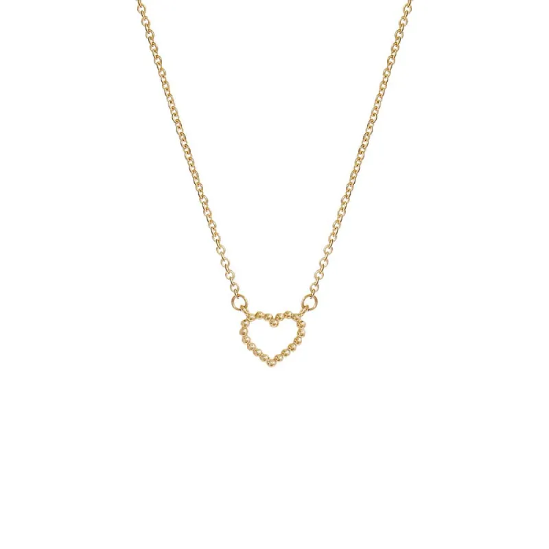 Beaded Open Heart Necklace 14K sold by Adina Eden's