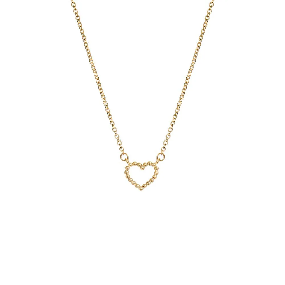 Beaded Open Heart Necklace 14K sold by Adina Eden's