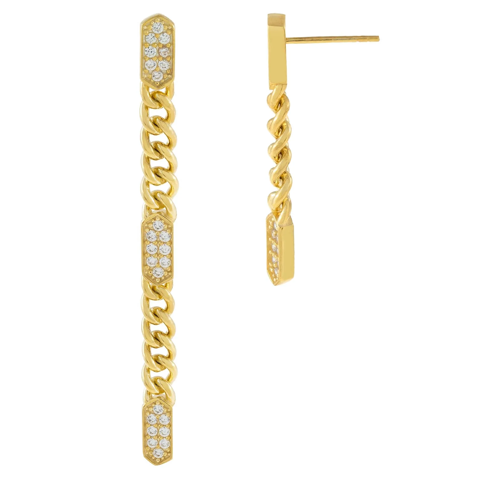 Pavé Bars Drop Stud Earring sold by Adina Eden's