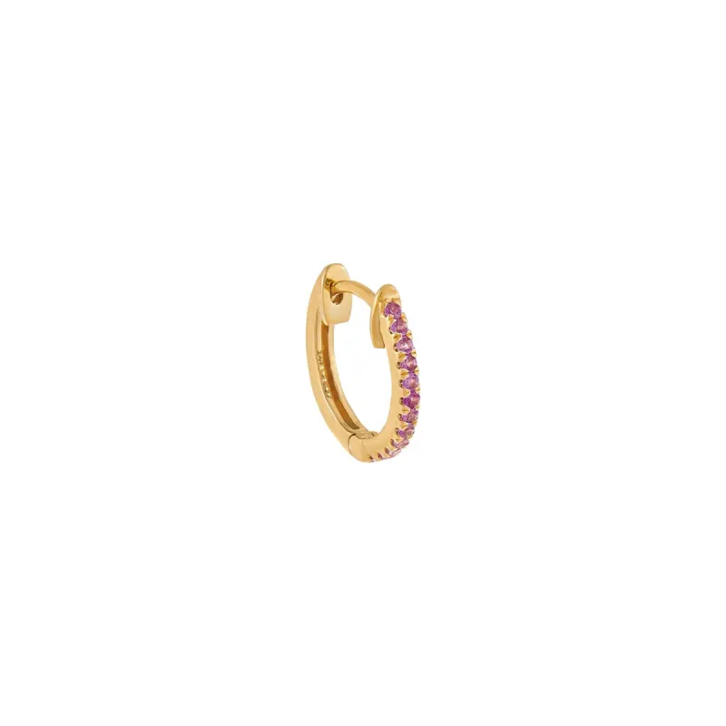 Diamond Sapphire Pink Huggie Earring 14K sold by Adina Eden's
