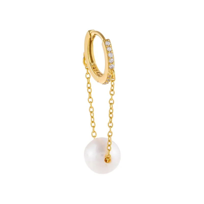 Pearl Chain Huggie Earring sold by Adina Eden's