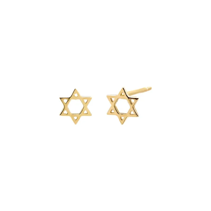 Solid Mini Star of David Stud Earring 14K sold by Adina Eden's