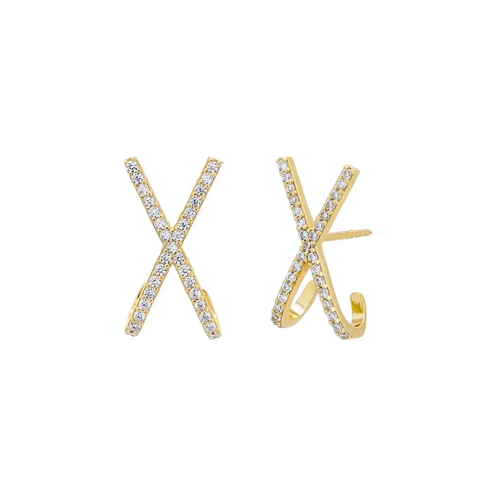 Pavé X Stud Earring sold by Adina Eden's