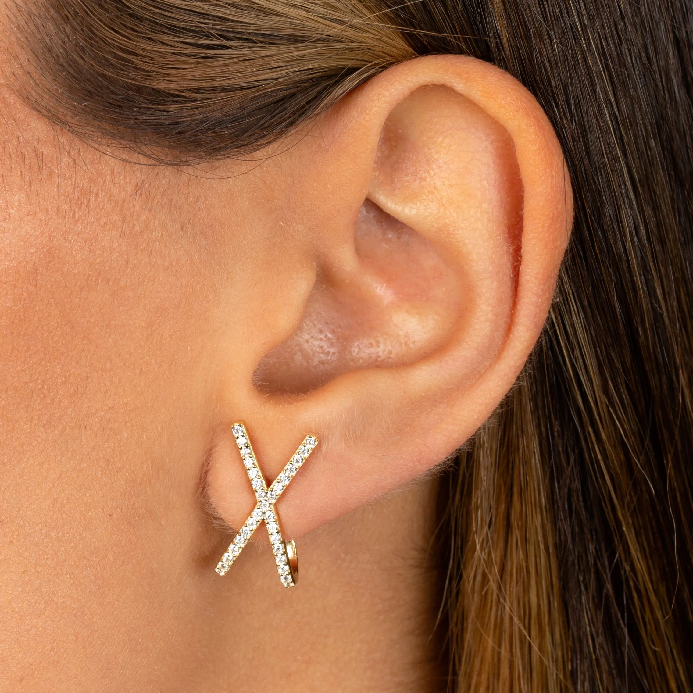 Pavé X Stud Earring sold by Adina Eden's product image thumbnail 2