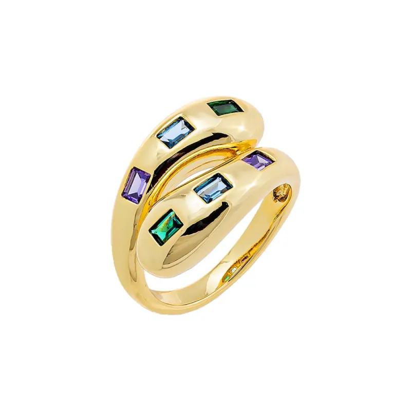 Colored Scattered Baguette Wrap Ring sold by Adina Eden's