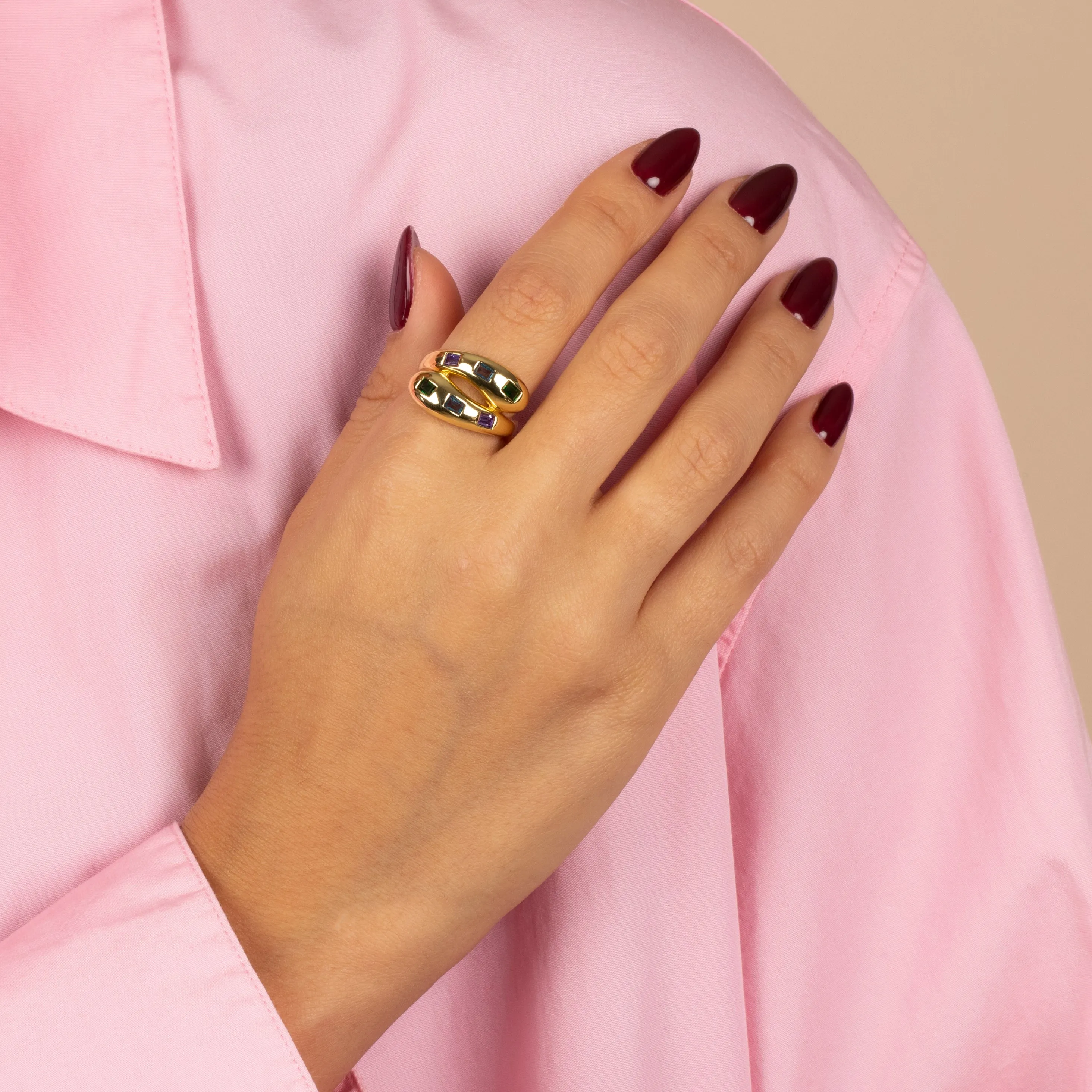 Colored Scattered Baguette Wrap Ring sold by Adina Eden's product image thumbnail 2