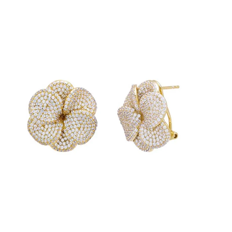 Pavé Large Flower On The Ear Stud Earring sold by Adina Eden's
