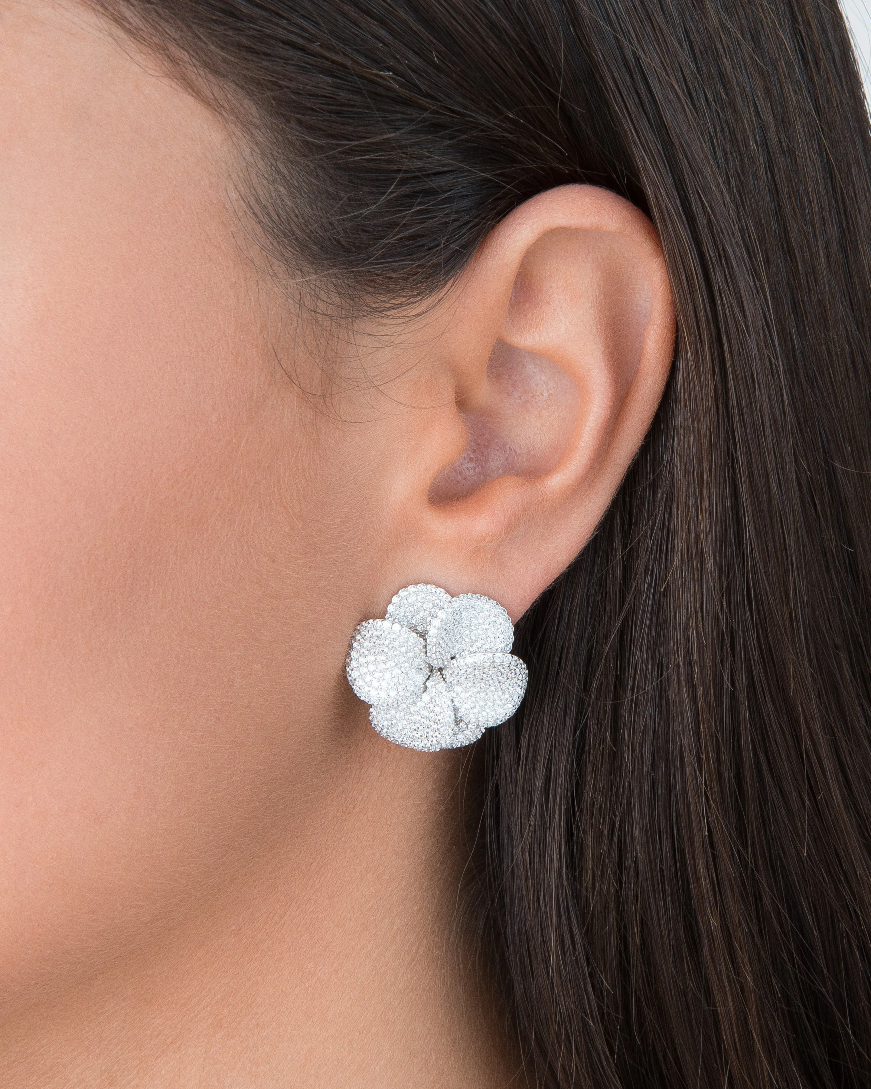 Pavé Large Flower On The Ear Stud Earring sold by Adina Eden's product image thumbnail 2