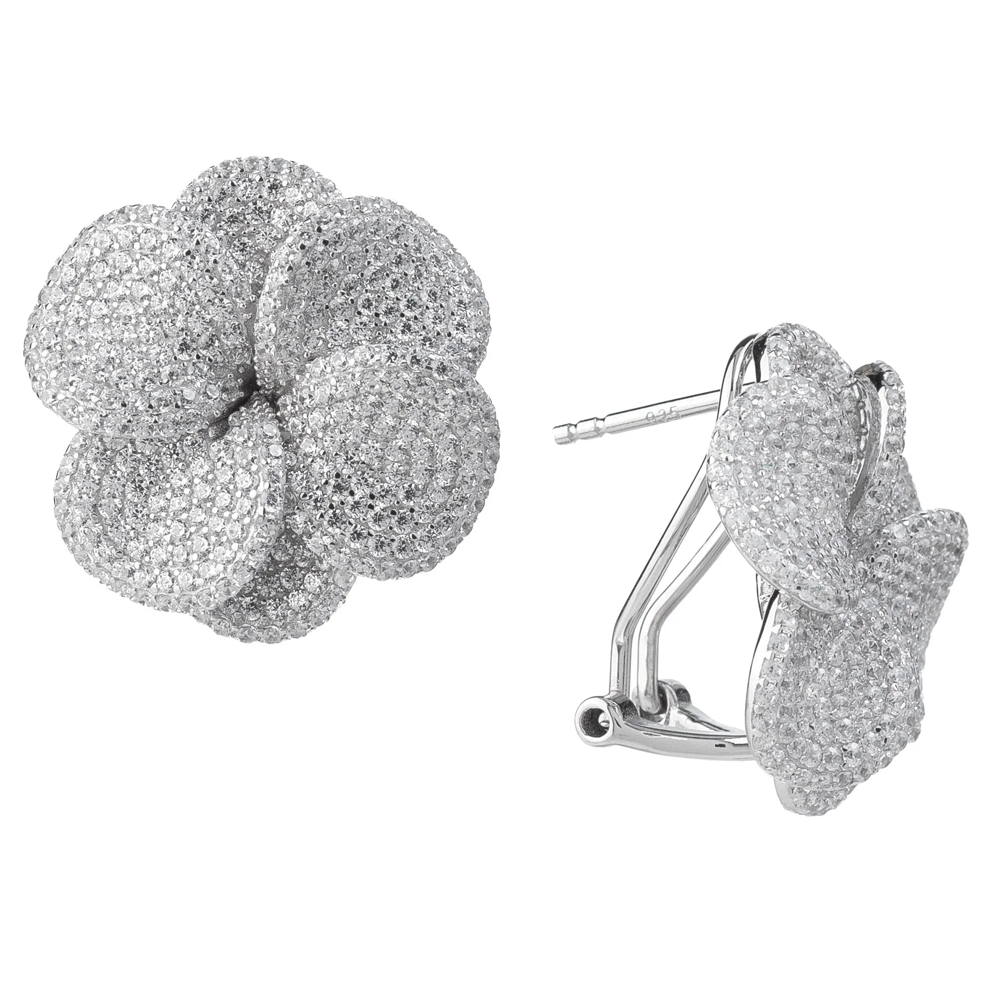 Pavé Large Flower On The Ear Stud Earring sold by Adina Eden's product image thumbnail 3