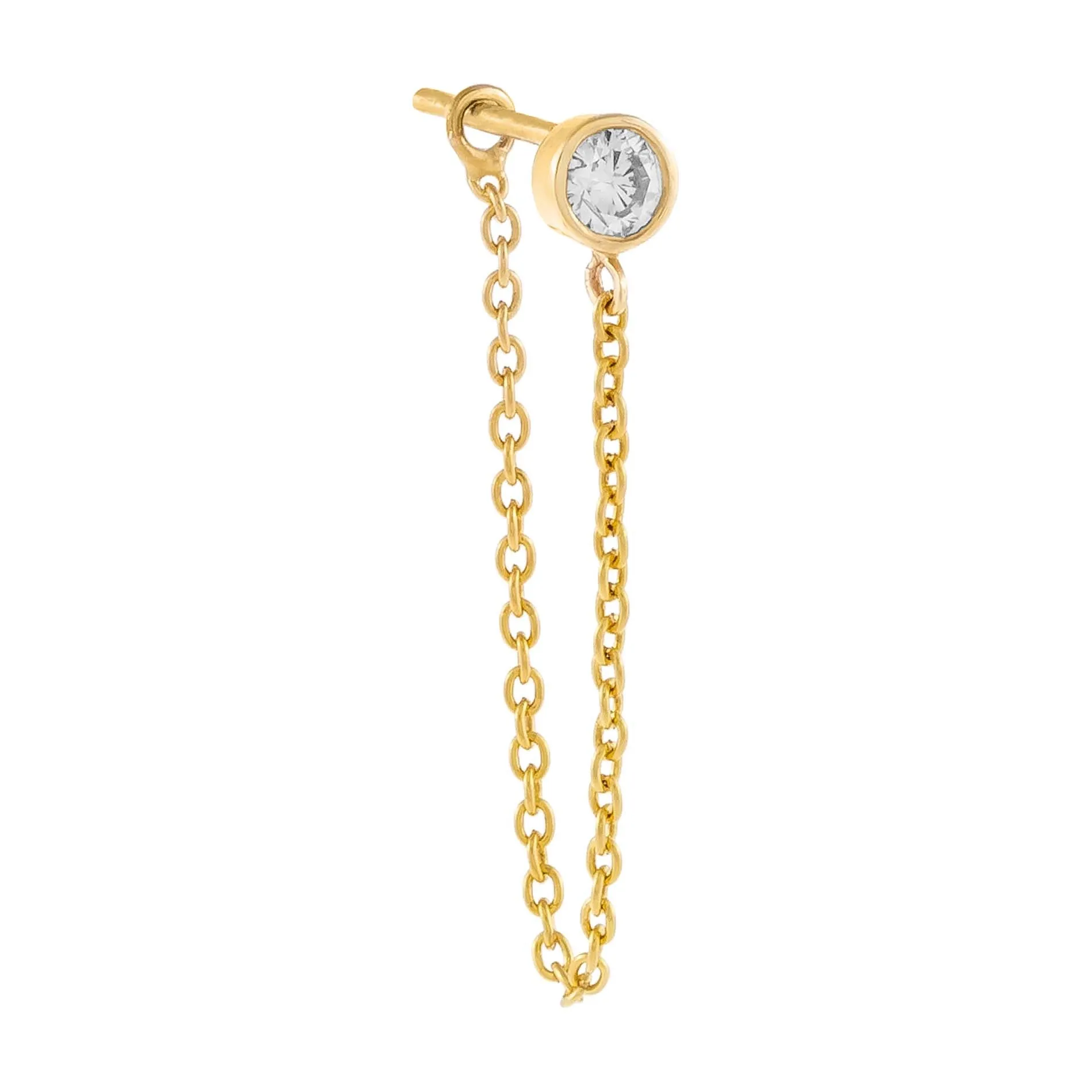 Diamond Bezel Chain Stud Earring 14K sold by Adina Eden's product image thumbnail 3
