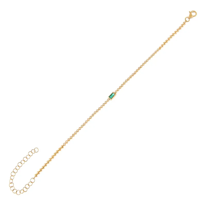 Emerald Diamond Baguette Tennis Bracelet 14K sold by Adina Eden's