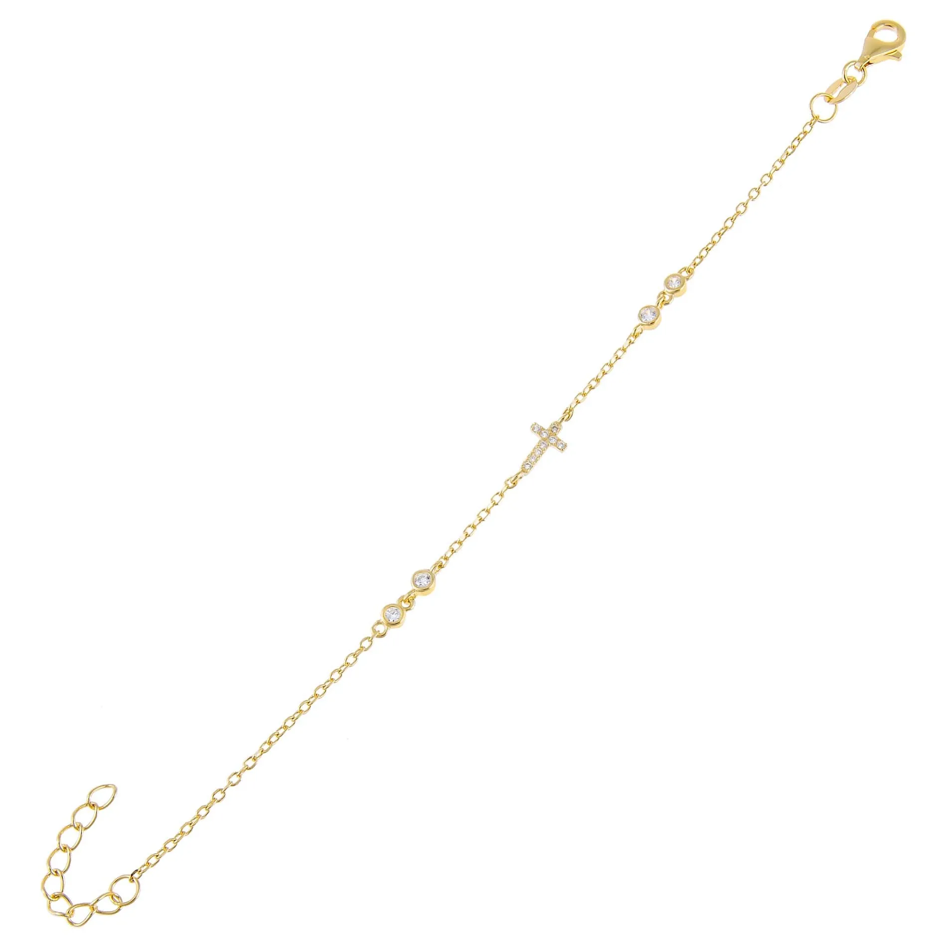 CZ Bezel Cross Bracelet sold by Adina Eden's