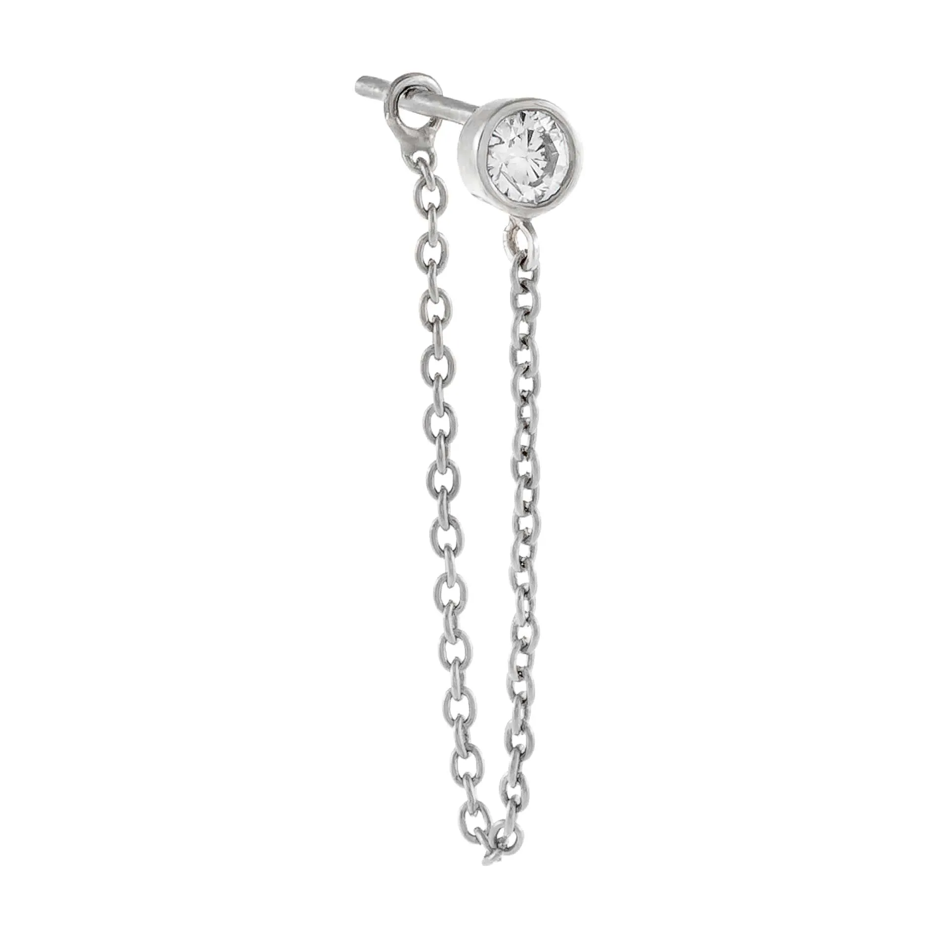 Diamond Bezel Chain Stud Earring 14K sold by Adina Eden's