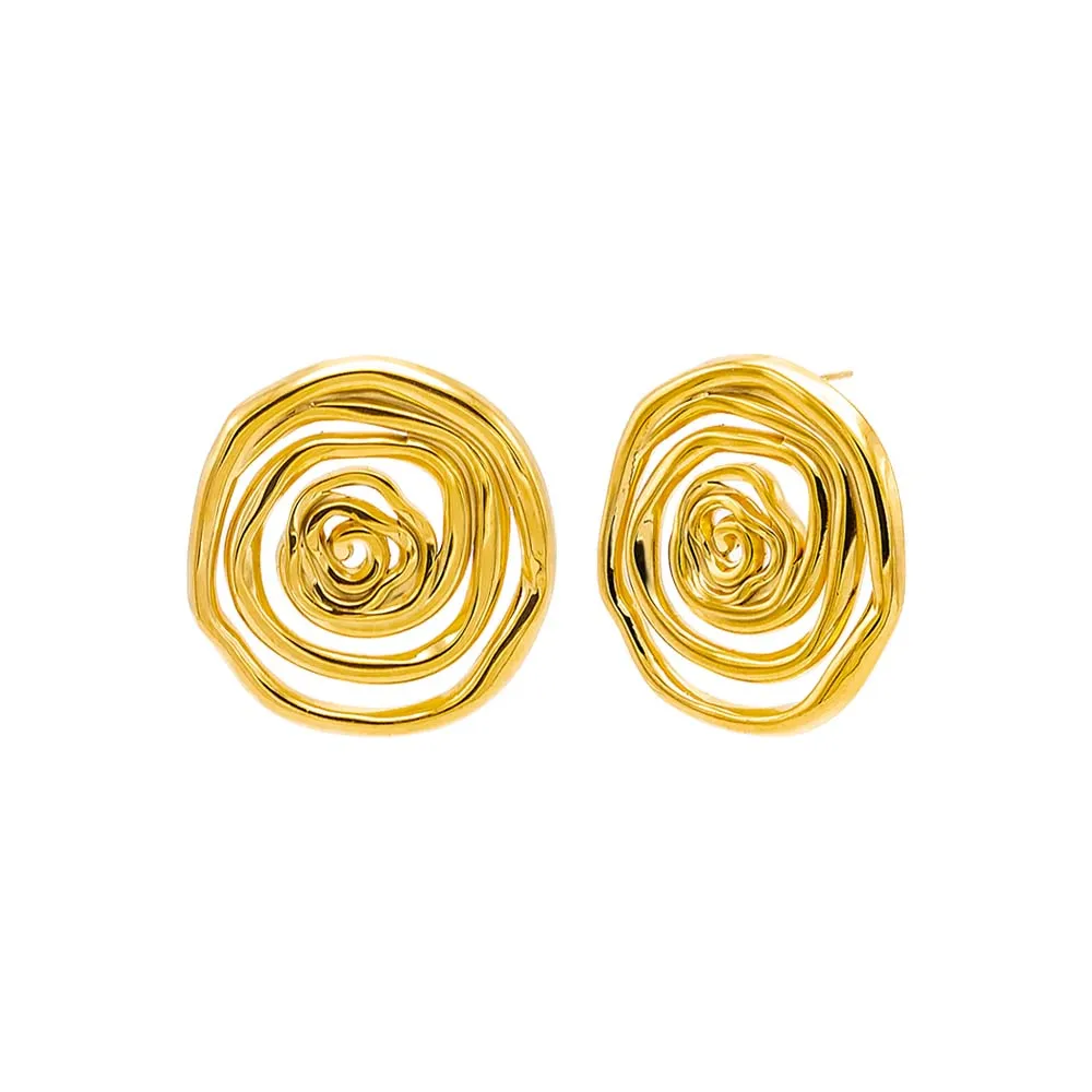 Solid Webbed Round Statement Stud Earring sold by Adina Eden's