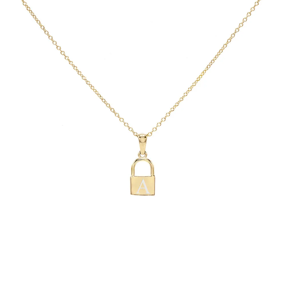 Engraved Mini Lock Necklace sold by Adina Eden's