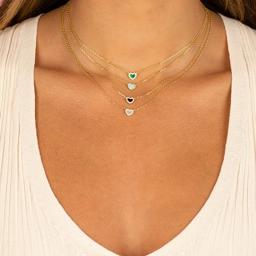 Tiny Pave Colored Gemstone Pendant Necklace sold by Adina Eden's product image thumbnail 2