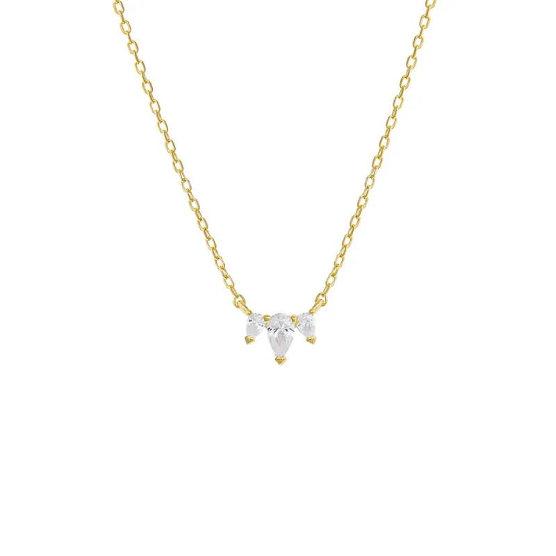 Tiny Triple CZ Teardrop Necklace sold by Adina Eden's