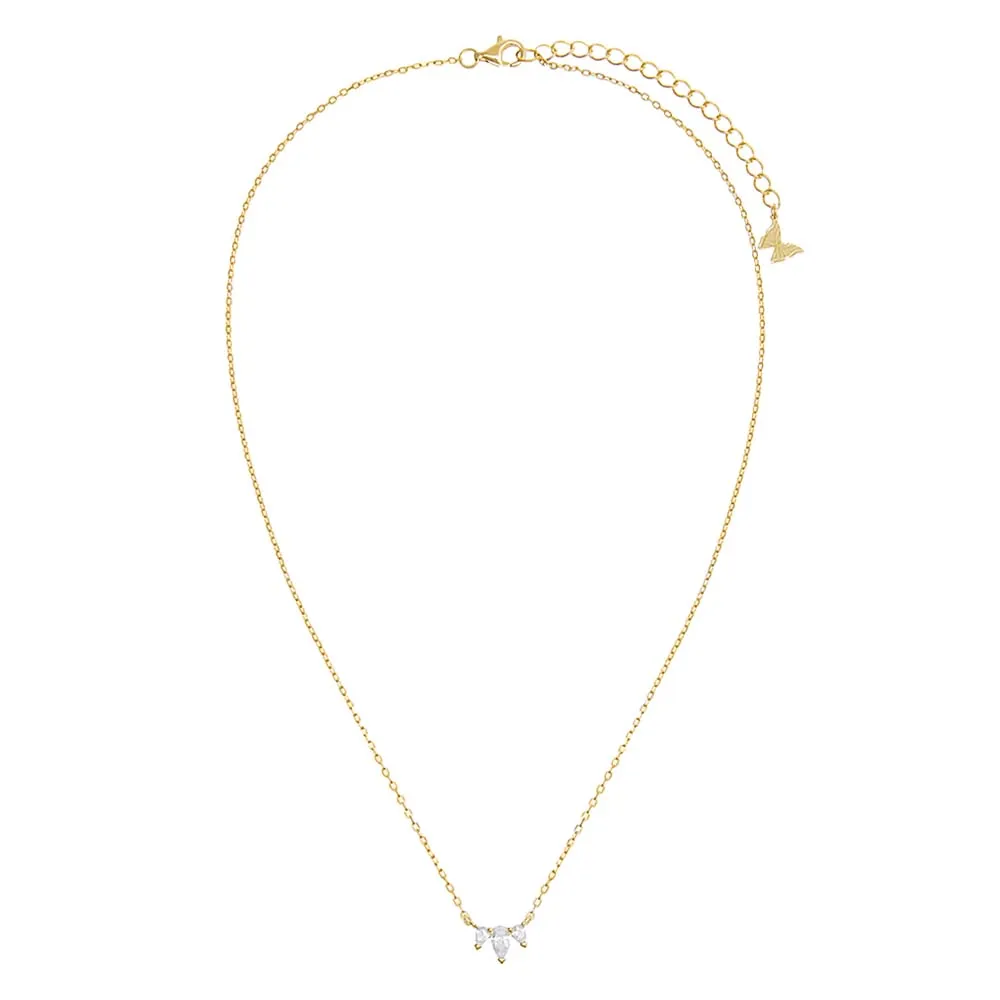 Tiny Triple CZ Teardrop Necklace sold by Adina Eden's product image thumbnail 3