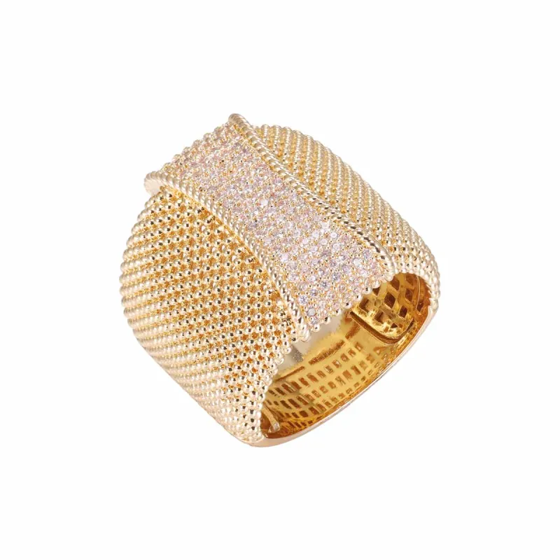 Pave Accented Wide Mesh Ring sold by Adina Eden's
