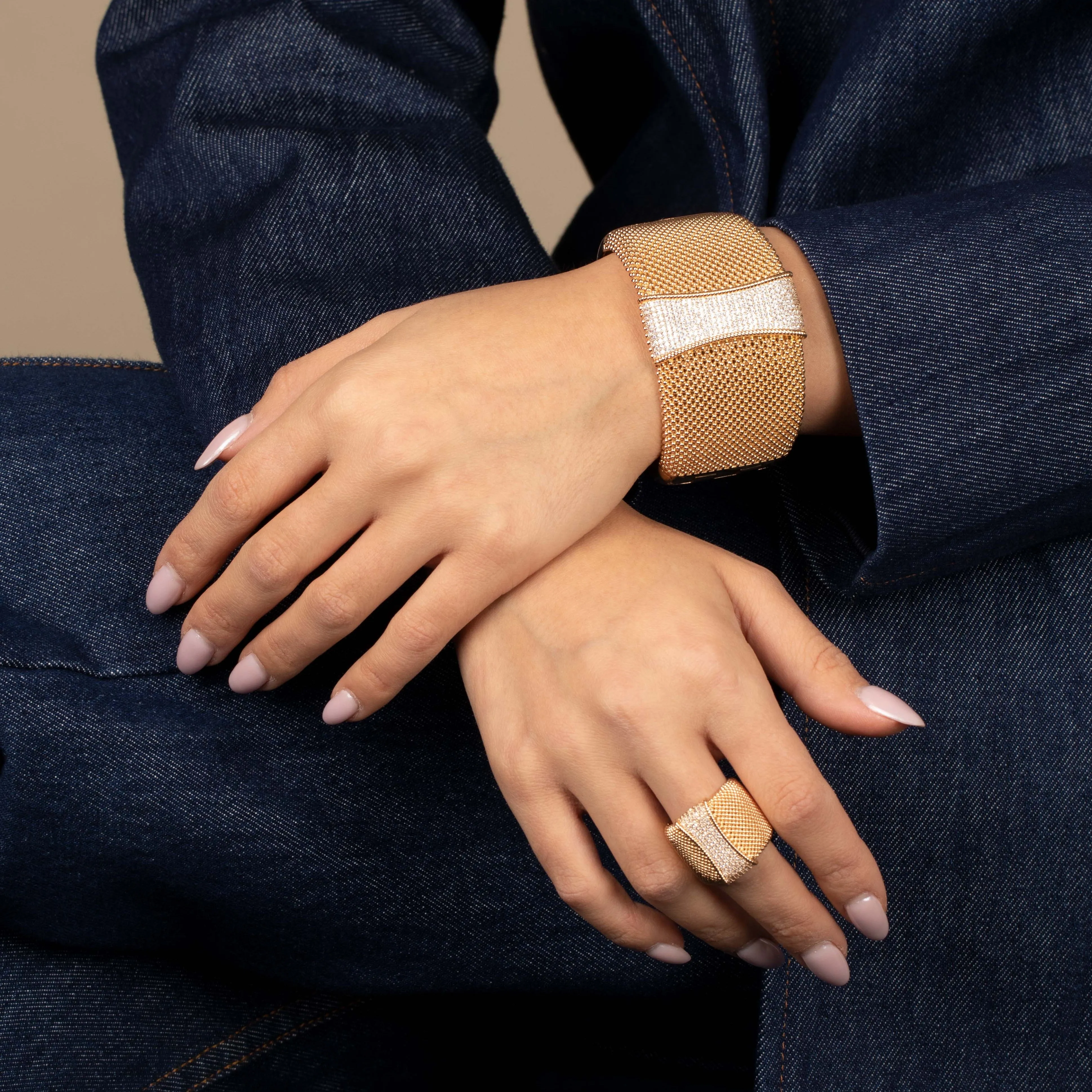 Pave Accented Wide Mesh Ring sold by Adina Eden's product image thumbnail 2