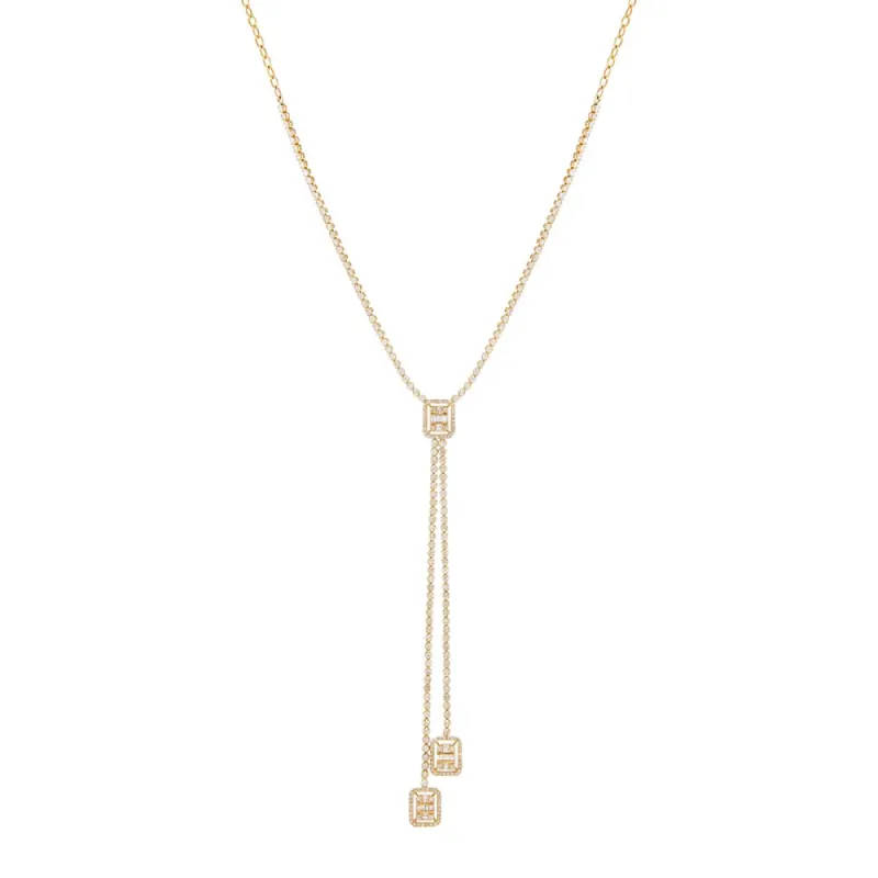 Radiant Diamond Lariat Necklace 14K sold by Adina Eden's
