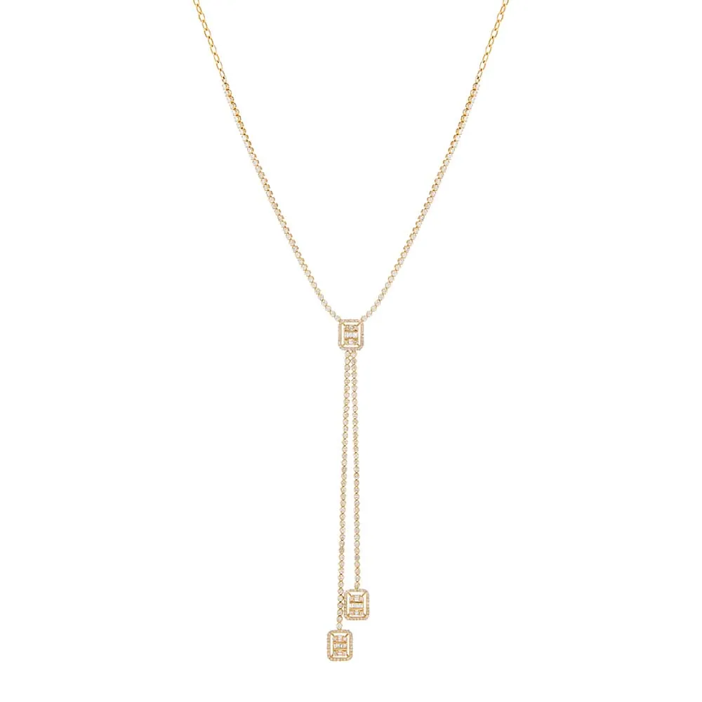 Radiant Diamond Lariat Necklace 14K sold by Adina Eden's
