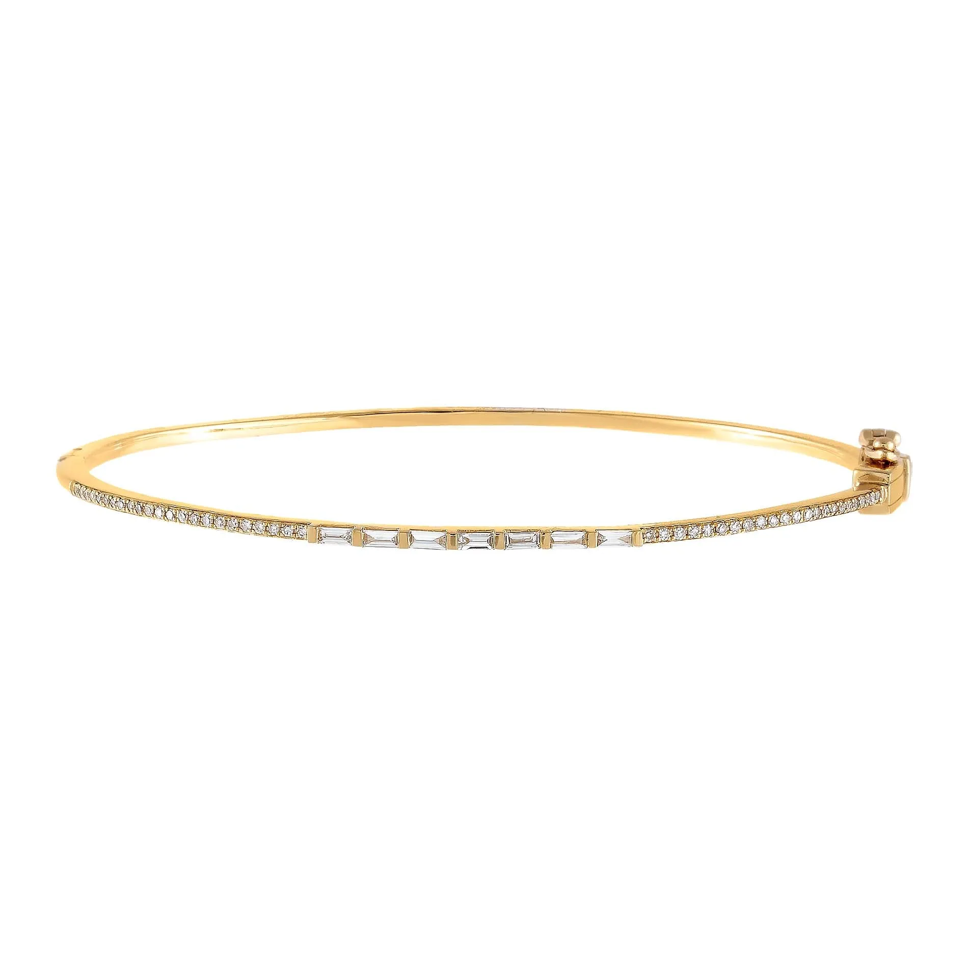 Diamond Thin Baguette X Pavé Bangle 14K sold by Adina Eden's
