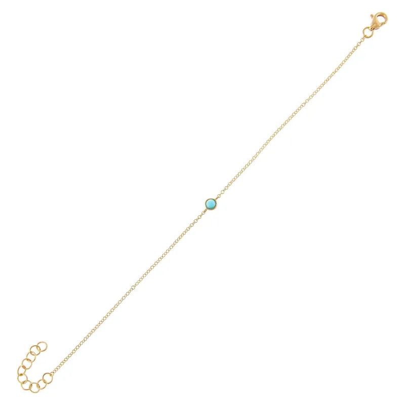 Turquoise Bezel Bracelet 14K sold by Adina Eden's