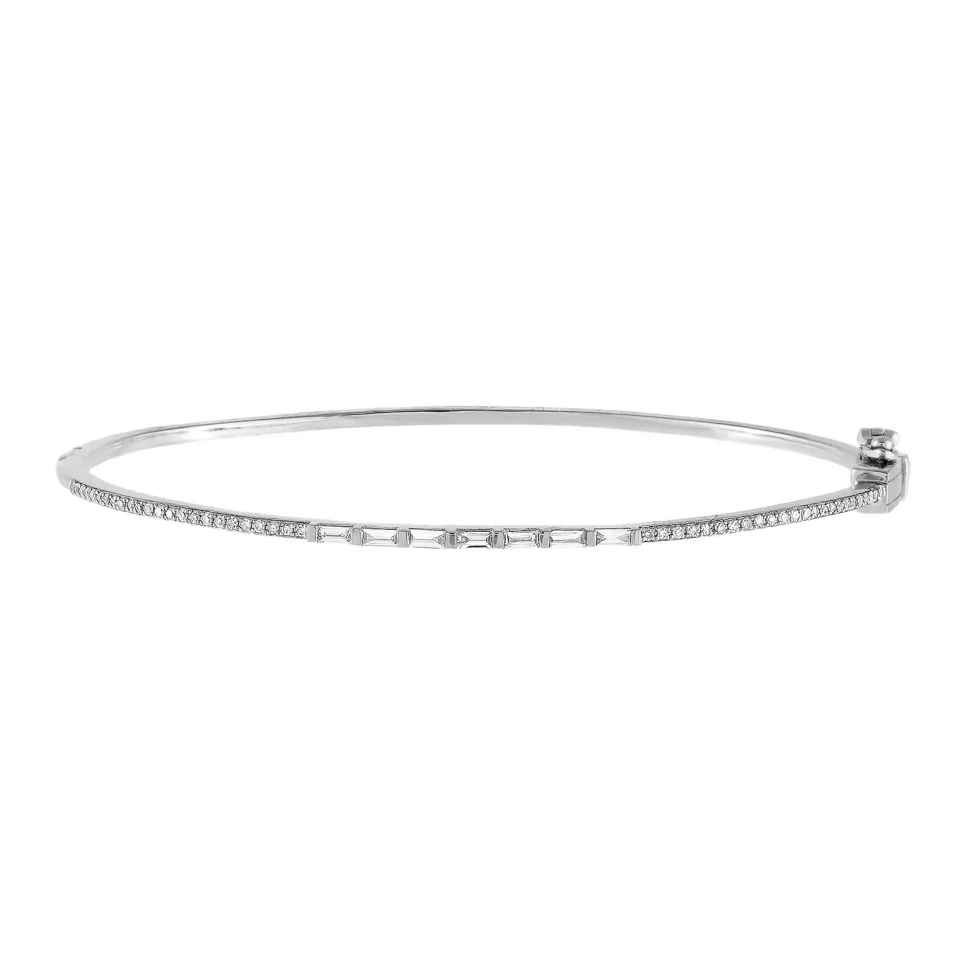 Diamond Thin Baguette X Pavé Bangle 14K sold by Adina Eden's product image thumbnail 2