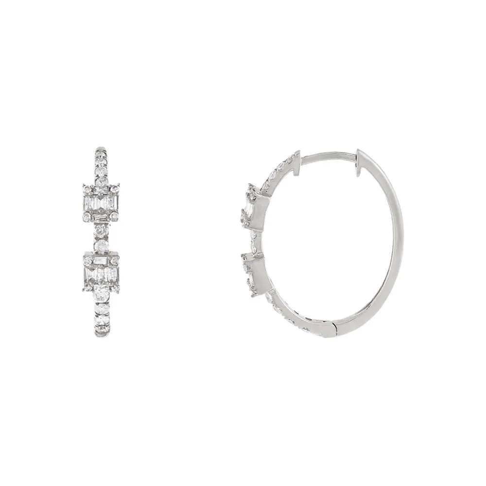 Princess Diamond Illusion Hoop Earring 14K sold by Adina Eden's product image thumbnail 3