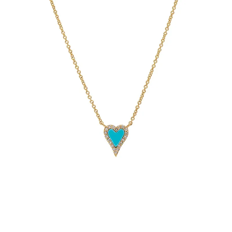 Mini Diamond Pave Outline Stone Heart Necklace 14K sold by Adina Eden's