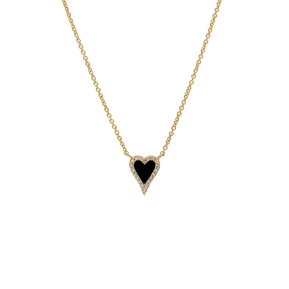 Mini Diamond Pave Outline Stone Heart Necklace 14K sold by Adina Eden's product image thumbnail 3