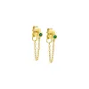 Colored Tiny Solitaire Bezel Chain Front Back Stud Earring sold by Adina Eden's
