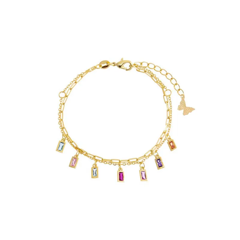 Pastel Colored Dangling Baguette Bracelet sold by Adina Eden's