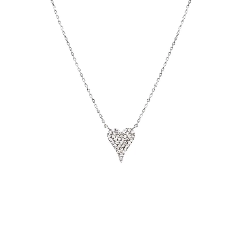 Pave CZ Elongated Heart Necklace sold by Adina Eden's product image thumbnail 4