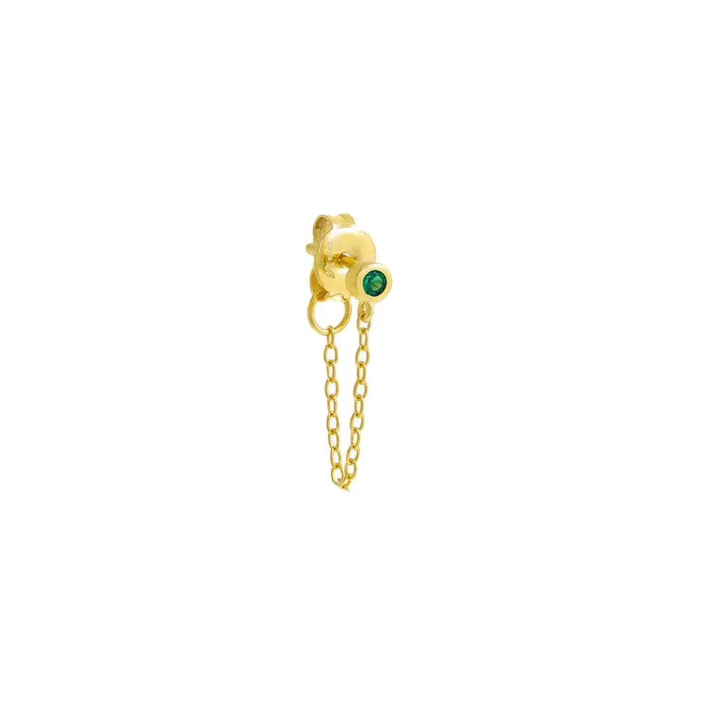 Colored Tiny Solitaire Bezel Chain Front Back Stud Earring sold by Adina Eden's product image thumbnail 5