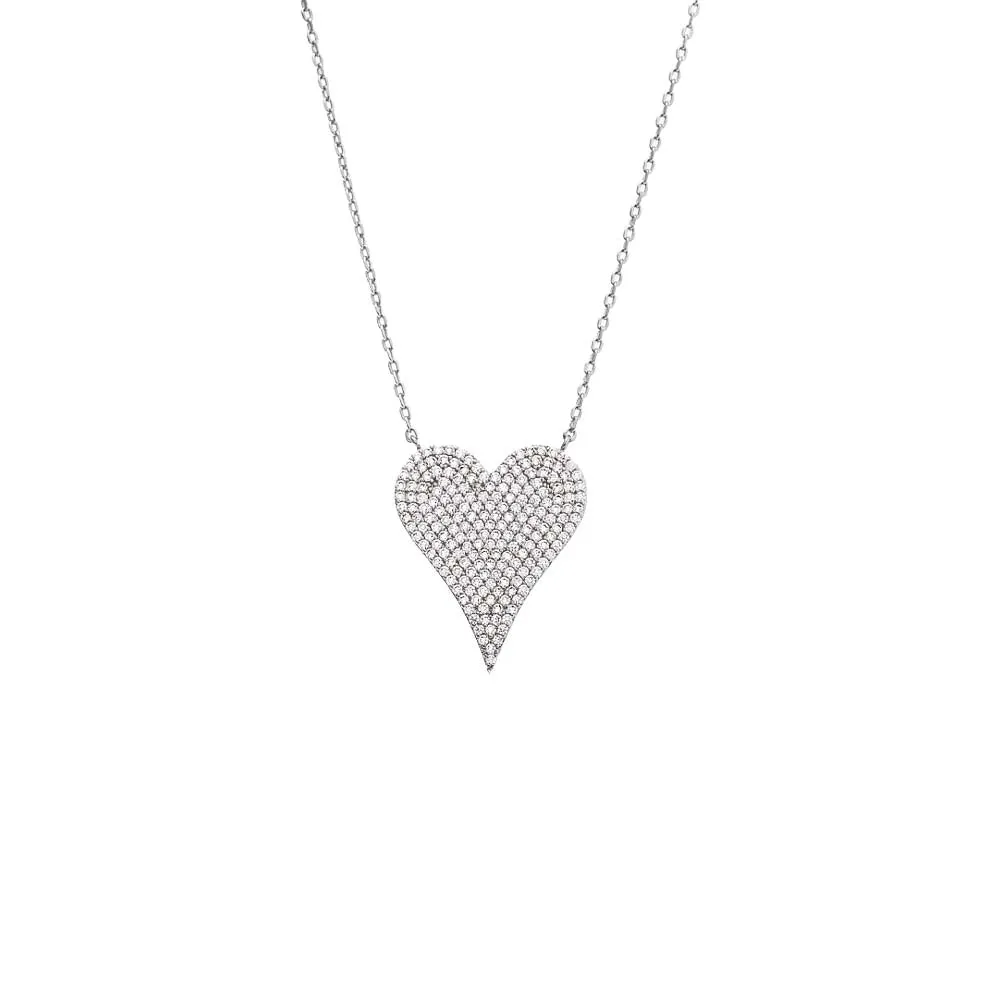 Pave CZ Elongated Heart Necklace sold by Adina Eden's product image thumbnail 5