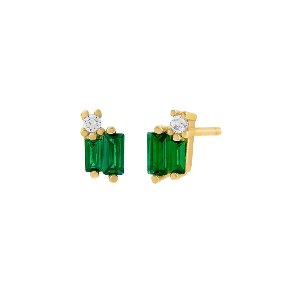 Double Colored Accented Baguette Stud Earring sold by Adina Eden's product image thumbnail 2