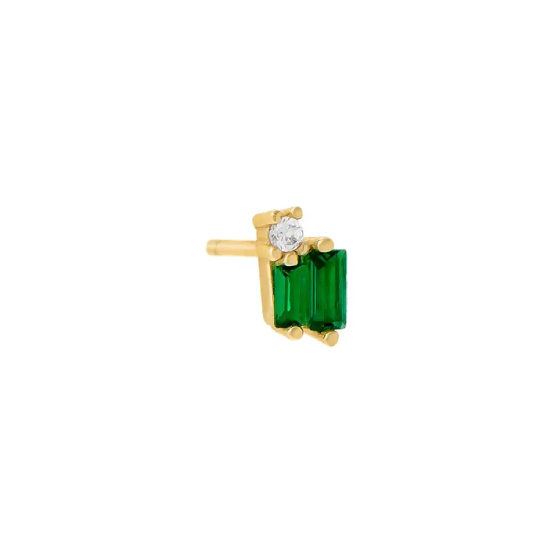 Double Colored Accented Baguette Stud Earring sold by Adina Eden's