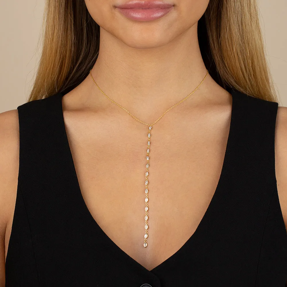 Multi Marquise CZ Lariat Necklace sold by Adina Eden's product image thumbnail 5