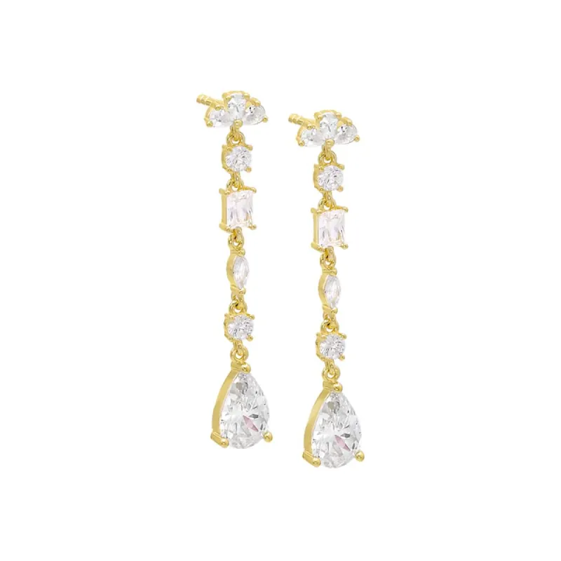 Multi Shape CZ Drop Stud Earring sold by Adina Eden's
