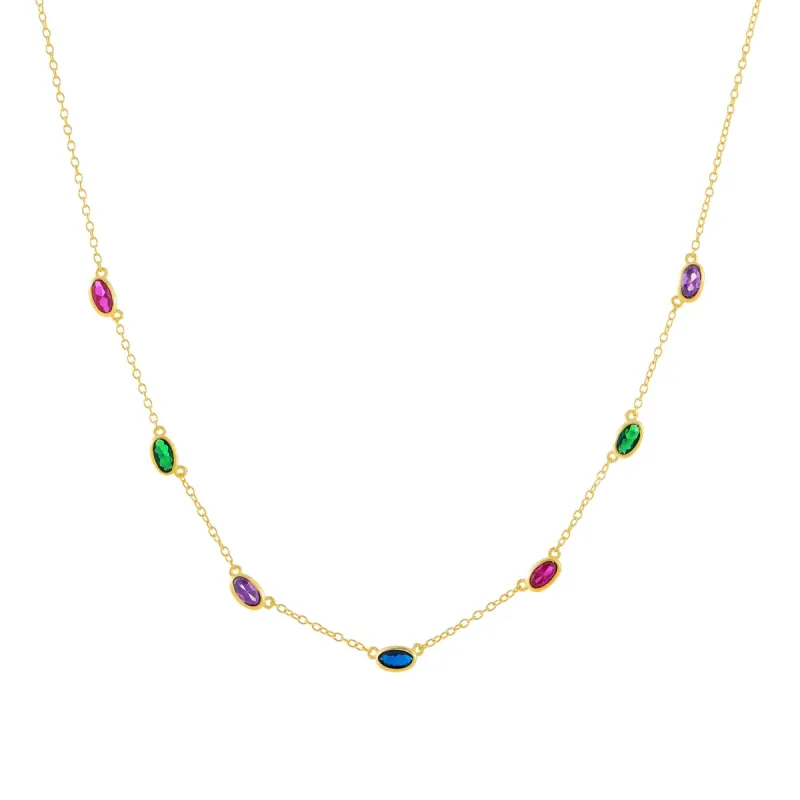 CZ Multi Color Oval Necklace sold by Adina Eden's