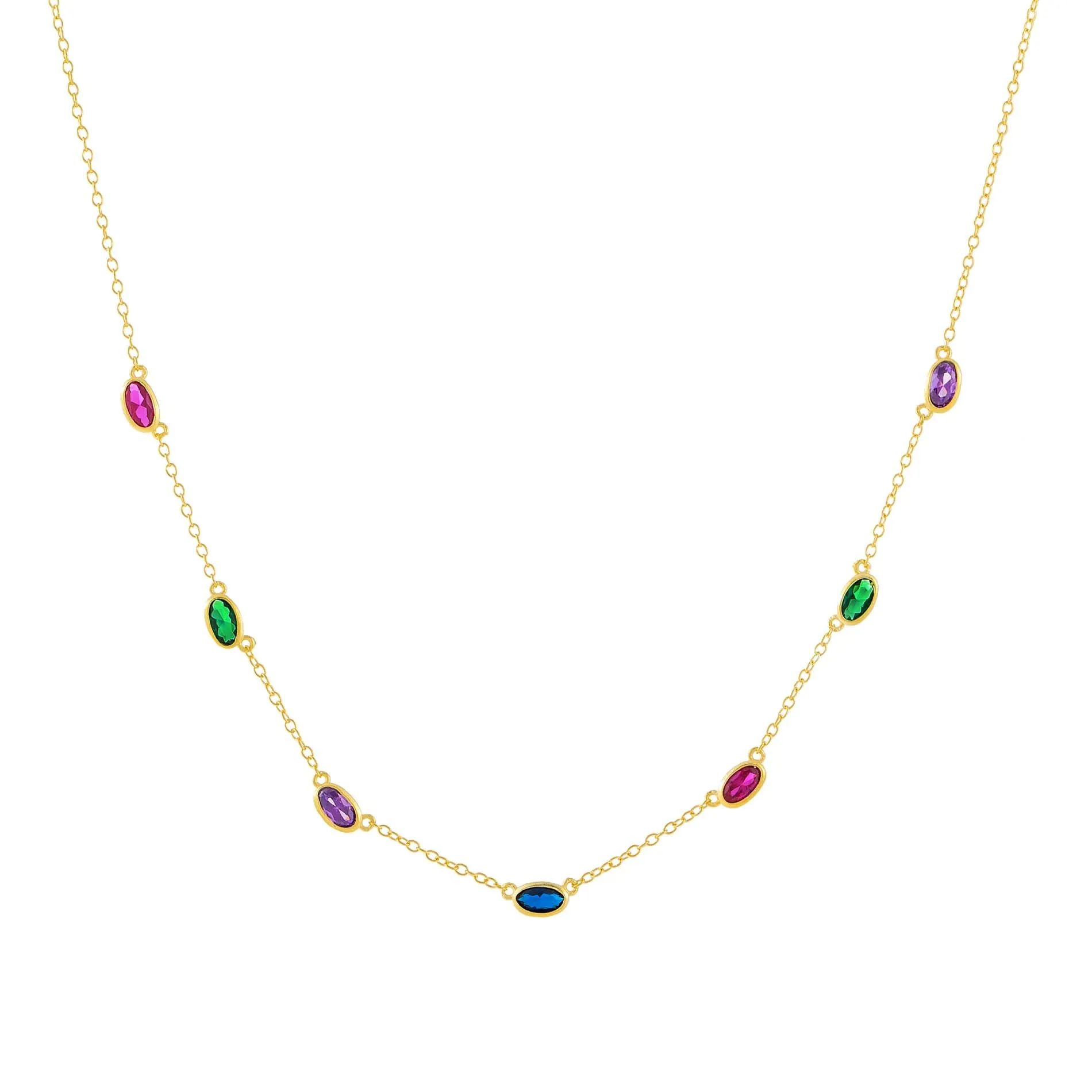 CZ Multi Color Oval Necklace sold by Adina Eden's