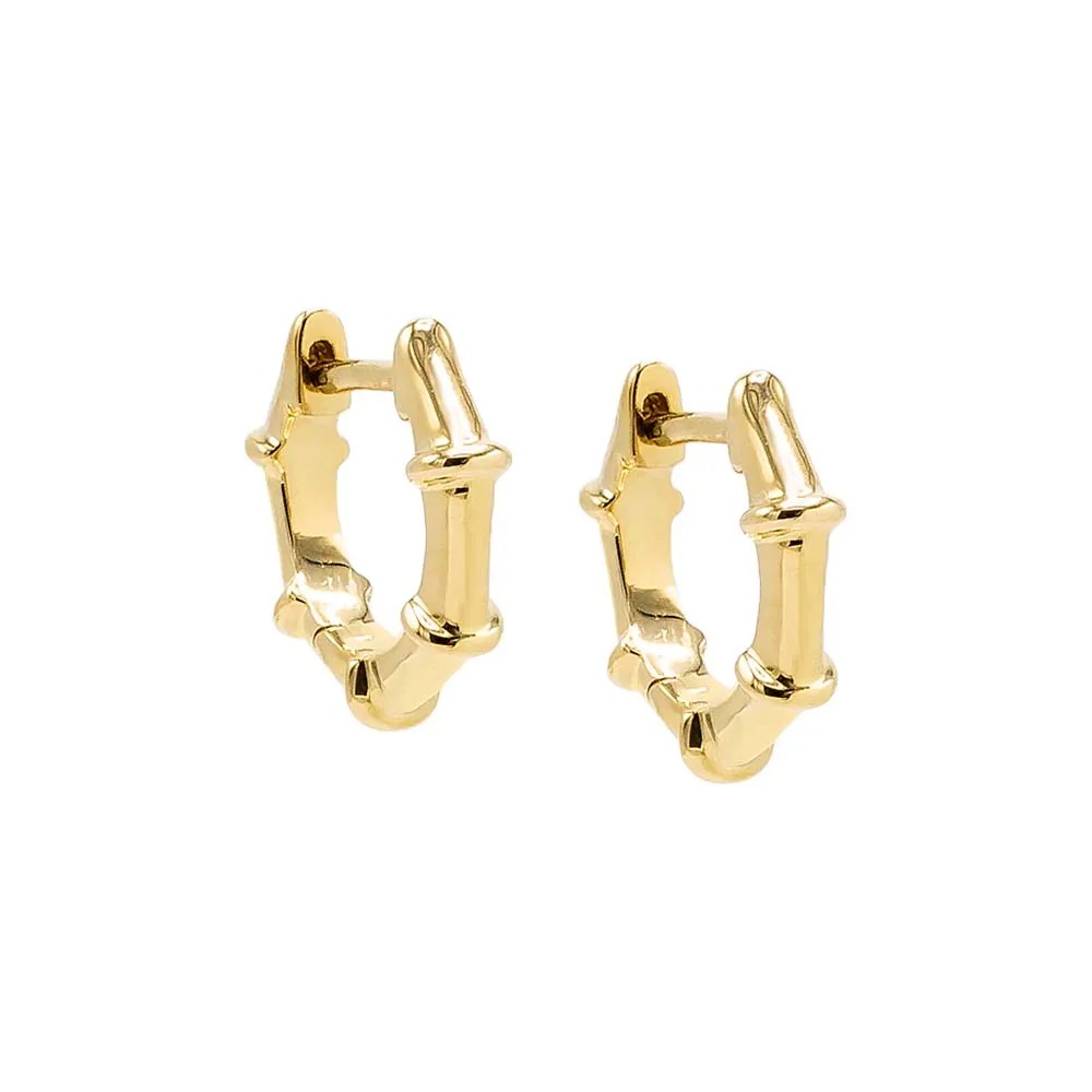 Solid Bamboo Huggie Earring 14K sold by Adina Eden's