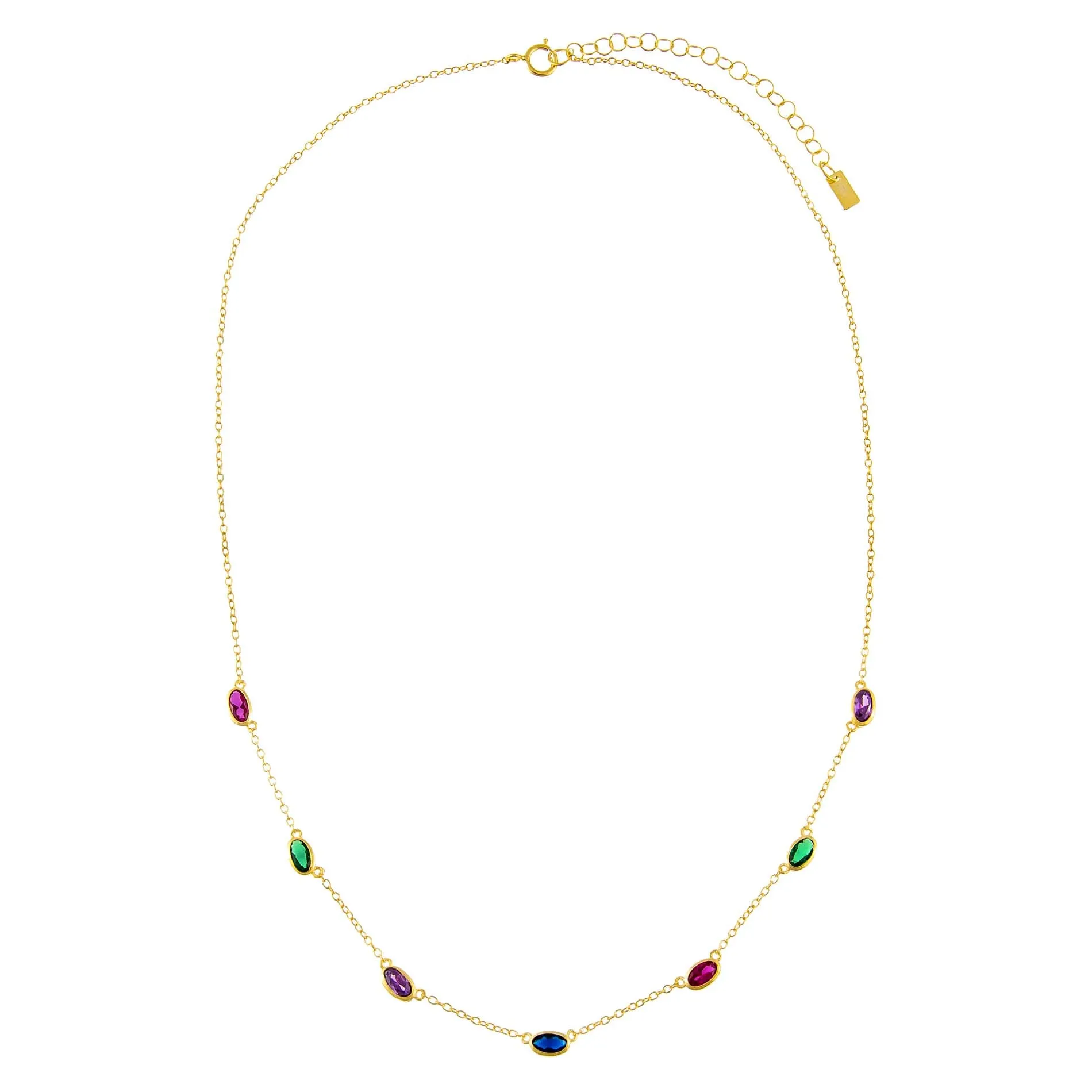 CZ Multi Color Oval Necklace sold by Adina Eden's product image thumbnail 3