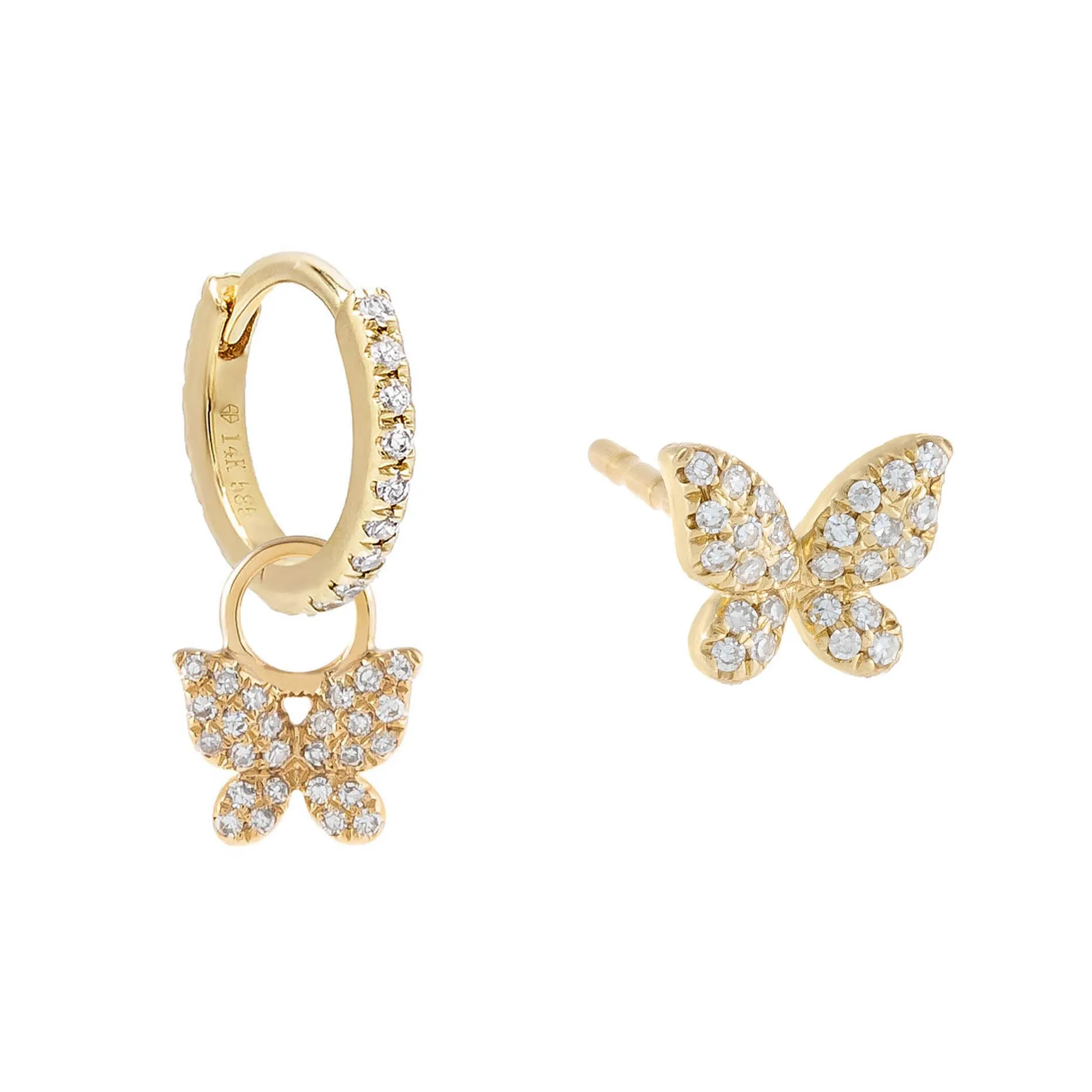 Diamond Butterfly Earring Combo Set 14K sold by Adina Eden's